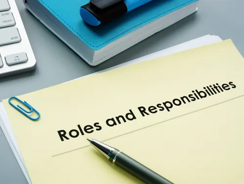 Document with roles and responsiblities written at the top of the page