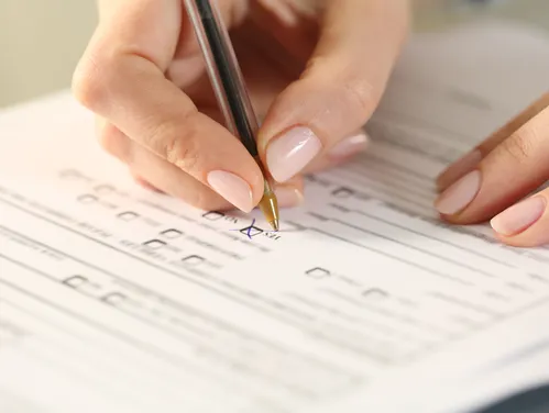 Person completing a form