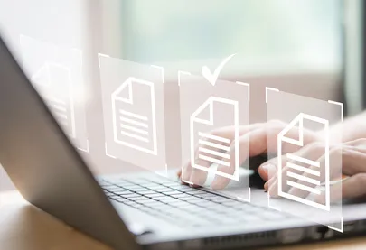 Person completing a form on a computer